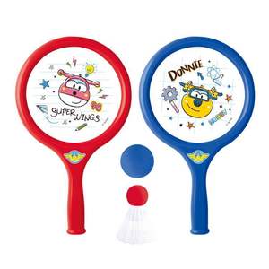 ชุดไม้แบดมินตันสำหรับเด็กซุปเปอร์วิงส์ชุดของเล่นพลาสติกสีแดงและสีน้ำเงินสำหรับเด็กเล่นกีฬาในร่มกลางแจ้งสำหรับเด็ก - Product Image 1