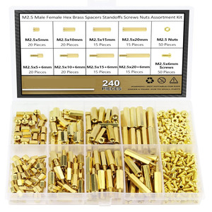 Baiguluo <b>M3</b> Hex Brass Standoffs <b>Screws</b> Nuts Assortment Kit 220 Pieces Metric Internal Hex Natural Finish - Product Image 4