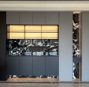 ตู้ไซด์บอร์ดไม้สไตล์โมเดิร์นรักษ์โลกสำหรับห้องรับประทานอาหาร ตู้บุฟเฟ่ต์สั่งทำพิเศษพร้อมชั้นวางปรับระดับได้ ดีไซน์ไม้แผ่นสำหรับจัดเก็บ - Product Image 1