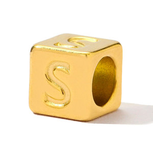 Acier inoxydable A-Z <span class=keywords><strong>Lettre</strong></span> Alphabet Entretoise Perles Femmes Capital Initiale Nom <span class=keywords><strong>Cube</strong></span> DIY Collier Pendentifs Bijoux - Product Image 5