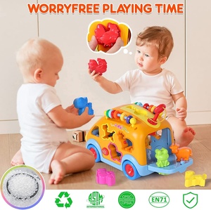Jouet de bus pour bébé, voiture musicale d'apprentissage avec blocs d'animaux, trieur de formes éducatif pour la motricité fine et le développement précoce - Product Image 5