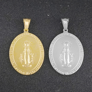 Nuevo Medallón de la Virgen María, Amuleto Católico, Colgante Religioso de Acero Inoxidable, Moneda Ovalada Plateada, Joyería Religiosa - Product Image 3