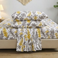 Vente en gros 100% ensemble de draps de lit en polyester imprimé personnalisé motif de feuilles florales 4 pièces draps plats et housses pour usage domestique