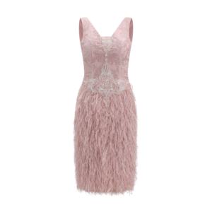 Abito da sera con piume di sirena <span class=keywords><strong>Nude</strong></span> rosa per feste ed eventi con la palla - Product Image 1