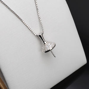 Colgante de Plata S925, Cabeza Grande Baotou Xiang, Colgante con Bandeja Vacía para Perlas de 11-17 mm, Accesorios para DIY 719 - Product Image 4