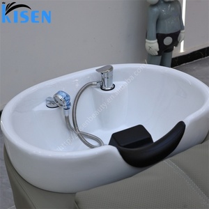 KISEN Fauteuil de lavage de luxe en acier inoxydable argenté de haute qualité avec pièces hydrauliques et personnalisation des couleurs, lit de lavage pour spa capillaire - Product Image 4