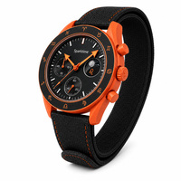 Montre chronographe en biocéramique à quartz, logo personnalisé OEM, 42 mm, étanche 3 ATM, bracelet en caoutchouc 22 mm, style sportif Zodiac, écologique