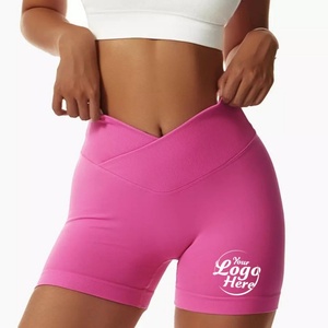 Shorts Deportivos Personalizados para Exteriores, Cintura Alta Elástica, Ajustados, Levanta Glúteos, Cintura Cruzada, Estampados, de Nailon y Spandex - Product Image 1
