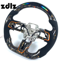 Volant en fibre de carbone forgé à LED pour Ford Mustang GT Shelby 2020 2021 2022 2023 Volant personnalisé en cuir suédé noir