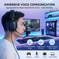 Microphone de remplacement pour casque de jeu Razer BlackShark V2/V2 SE, microphone de jeu détachable 3,5 mm avec bonnette anti-vent en mousse