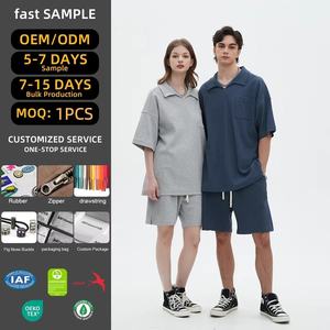 Conjunto de Camiseta Polo Holgada y Pantalones Cortos de Algodón 100% para Hombre, Estilo Casual y Transpirable, Diseño ODM/OEM - Product Image 5