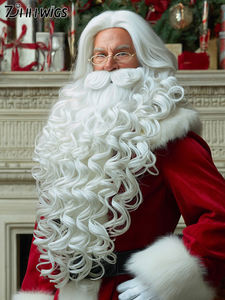 <span class=keywords><strong>Barbe</strong></span> de Père Noël complète, <span class=keywords><strong>barbe</strong></span> de Père Noël très blanche, <span class=keywords><strong>perruque</strong></span> de Noël, <span class=keywords><strong>barbe</strong></span> en une seule pièce, remplacement de cheveux, cosplay - Product Image 2