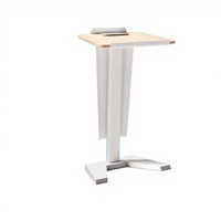 Meubles de bureau modernes et durables en bois, pupitre de salle de formation autoportant de forme trapézoïdale, design en panneaux mélaminés, pieds en métal, bureau