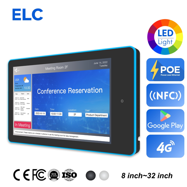 10.1" RK3568 PoE Tablet with Programmable RGB LED Bar for Meeting Room & Industry Android 11 Custom SDK for Software Integration
