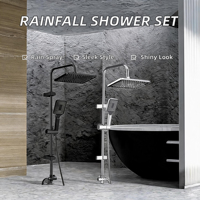 Ensemble colonne de douche séparée, Robinet de salle de bain monocommande eau froide, Robinet de baignoire, Pommeau de douche pluie, Finition polie