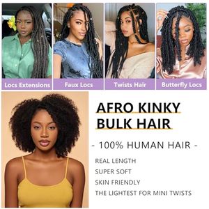 Bán buôn afro kinky tóc con người số lượng lớn tóc con người số lượng lớn Độ dày mở rộng Crochet cho phụ nữ da đen màu sắc tự nhiên đen afro số lượng lớn - Product Image 5