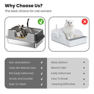 Litière pour chat de grande taille 65L de qualité supérieure OEM, à ouverture supérieure, en acier inoxydable, avec clôture haute, toilette semi-fermée, accessoire pour la maison - Product Image 5