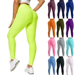 Leggings de yoga taille haute pour femme, effet ventre plat, froncés pour un lifting des fesses, texturés, pour l'entraînement et la course - Product Image 1