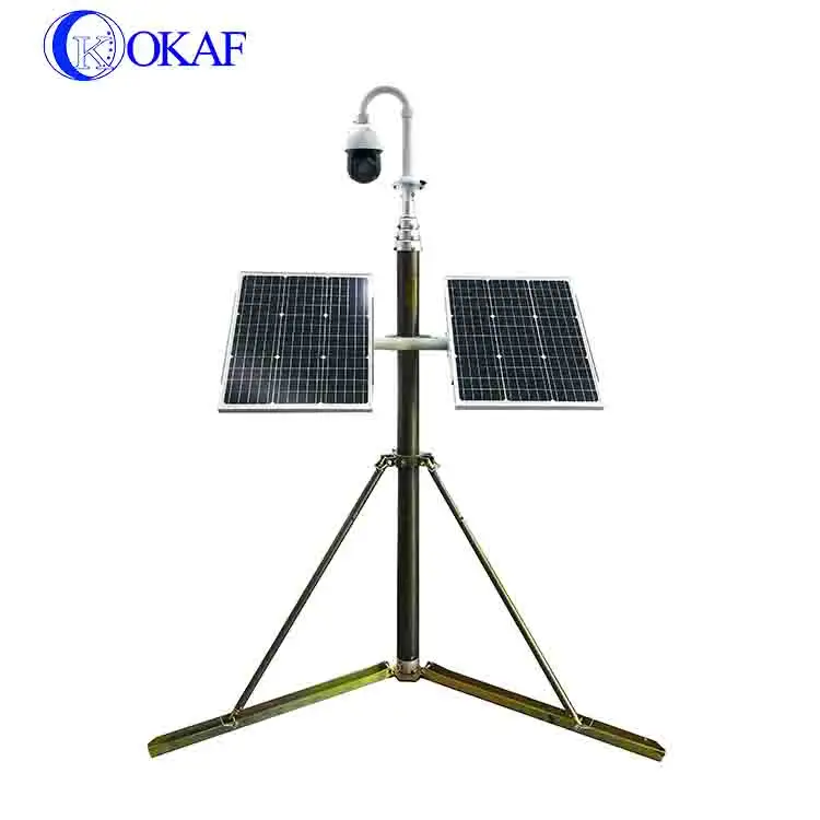 OKAF เสาไฟสำหรับตรวจสอบจากมือถือ,เสาไฟเบอร์กลาสระบบนิติเวชควบคุมด้วยผ้า4G ใช้พลังงานแสงอาทิตย์