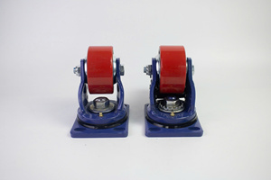 ล้อเลื่อนอุตสาหกรรมแบบหมุนได้ รับน้ำหนัก 300-1500 กก. พร้อมเบรก  โครงเหล็กเคลือบสังกะสี  แกน PU สีแดง  ดูดซับแรงกระแทก  ใช้งานได้อย่างคล่องตัว - Product Image 2