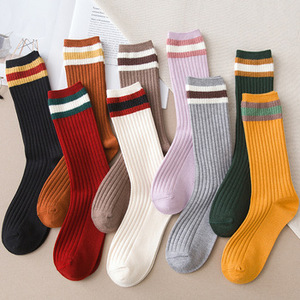 New Fashion Women's Long <strong>Socks</strong> Calf <strong>Length</strong> <strong>Knee</strong> <strong>Length</strong> <strong>Socks</strong> College Style Bright Color Solid <strong>Socks</strong> Colorful Stripes Cotton - Product Image 2