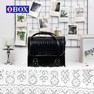 Sac de maquillage imperméable Obox, motif crocodile noir, étui en cuir avec fermeture à glissière, rangement cosmétique portable pour usage domestique - Product Image 1