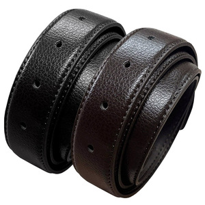 Sangle de ceinture de remplacement en cuir de vache véritable classique à 5 trous de 33 mm fabriquée en Corée, 110 cm, sans boucle, modèle 5H-33-110-Classic pour hommes - Product Image 3