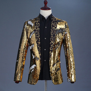 <span class=keywords><strong>Ropa</strong></span> de Actuación para Hombre, Top de Moda Masculina, Traje con Cuello de Fruta Verde con Lentejuelas, Traje para Actuaciones en Escenario, Discoteca, Bar, DJ, Cantante - Product Image 1