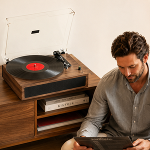 Fonógrafo de Madera Estilo Vintage a <span class=keywords><strong>Buen</strong></span> Precio, Reproductor de Discos Todo en Uno, <span class=keywords><strong>Tocadiscos</strong></span> Portátil de Madera - Product Image 5