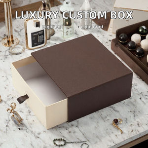 Boîte cadeau rigide personnalisée en papier kraft, emballage coulissant en carton pour bijoux, cosmétiques, parfums, avec design de logo - Product Image 2
