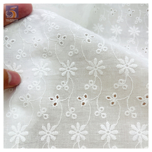 Çin ODM ve OEM rekabetçi fiyat kuşgözü dantel kumaş giyim elbise giyim için % 100% pamuk nakış kumaş - Product Image 3