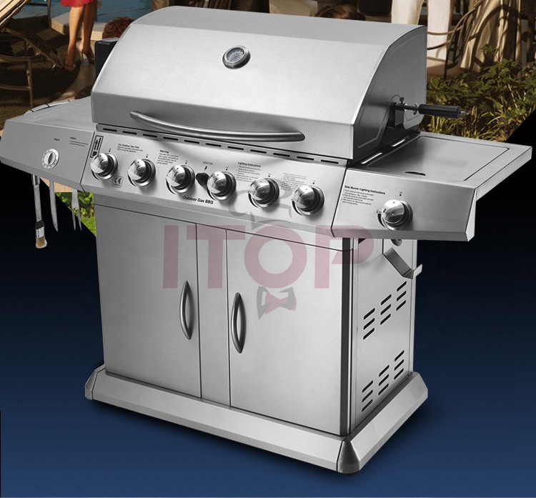 6 bruciatore a gas BBQ griglia in acciaio inox bbq cipro cucina all'aperto giardino barbecue a gas grill villa del partito barbecue grill trolley