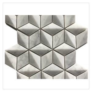 Mattonelle Backsplash da cucina in mosaico a rombo mosaico di <span class=keywords><strong>marmo</strong></span> naturale 3D in <span class=keywords><strong>marmo</strong></span> naturale di Carrara - Product Image 2