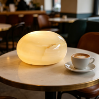 Lampe en marbre naturel sans fil rechargeable, lumière tactile à 3 niveaux de luminosité, lampe à lumière ambiante en pierre, éclairage ambiant chaud pour chambre à coucher