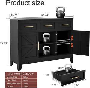 מזנון מזנון גדול 47 "תחנת קפה חווה מודרנית עם 3 מגירות ו-2 דלתות מחסן מטבח - Product Image 2