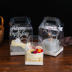 Large Size PVC Clear Cake Box Wedding Birthday Party Cake Packaging Boxes With Handle Transparent Gift Boxes Christmas
