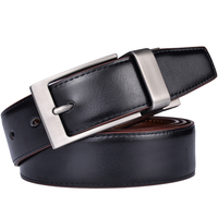 Sabuk Kulit Pria 3.2CM Coklat dan Hitam Sabuk Kulit Asli Bolak-Balik untuk Pria Dengan Gesper Putar