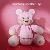 Jeu de construction EPT mignon ours rose avec rose modèle de bricolage jouet pour les femmes le jour de la Saint-Valentin boîte emballée jouet de construction pour les filles