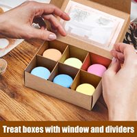 Boîtes à friandises en carton kraft brun avec fenêtre et séparateurs, boîtes vides pour bonbons, truffes, pâtisseries, contenants carrés pour cupcakes et biscuits