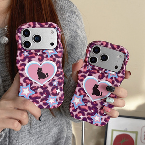 เคสโทรศัพท์มือถือลายเสือดาว Ripples Leopard Love Cat สำหรับ iPhone 17 16 15 Pro Max วัสดุ PC tpu ลายดาว IMD ผ้าลินิน พิมพ์ลายแบบ Sublimation ฝาหลังเปล่า - Product Image 5