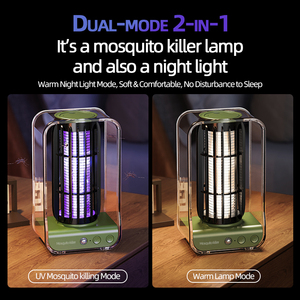 Lámpara Mata Mosquitos Eléctrica Recargable, Trampa de Luz UV de 395 Nm, Eliminador de Insectos Silencioso, de Pared y Escritorio, Doble Uso - Product Image 5
