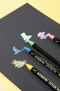 Hai mặt nghệ thuật đánh dấu vĩnh viễn không thấm nước vẽ nghệ thuật Tự làm kép tip Acrylic Bút đánh dấu bàn chải tip thiết lập Bút Đánh Dấu cho các trường học - Product Image 6