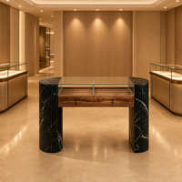 Vitrine de présentation de bijoux de luxe GZowin, texture marbre noir, armoire en bois, couleurs personnalisables, équipée de tiroirs de rangement