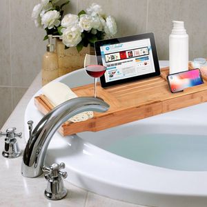 Ensemble de trois pièces en bambou plateau de baignoire extensible écologique personnalisé durable pour salle de bain - Product Image 5