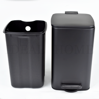 Seau intérieur amovible 6L Rectangle métal noir couvercle facile à fermer poubelle à pédale poubelle en acier inoxydable avec pédale