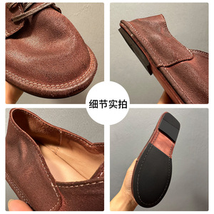 Chaussures habillées en daim à lacets pour hommes, gris foncé, couleur café, talon bas, pour le bureau et la carrière, couleur unie, résistantes à l'abrasion, cousues - Product Image 4