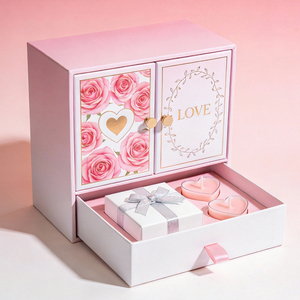 Boîtes cadeaux rigides à double porte coulissante écologiques personnalisées pour la Saint-Valentin et les mariages, avec lamination mate - Product Image 4