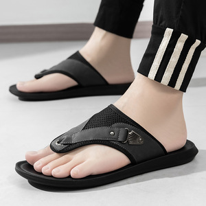 Chanclas de Verano para Hombre, Punta Abierta, Suela de EVA, Forro de Malla Transpirable, Pantuflas para Exteriores con Decoración de Hebilla - Product Image 4