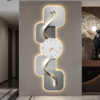 Peinture décorative moderne de luxe pour salon et véranda avec horloge et lampe LED, peinture murale abstraite, peinture murale suspendue