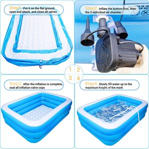 Outdoor Inflatable Swimming <strong>Pool</strong> Full-Sized Above <strong>Ground</strong> Kiddle Family Lounge <strong>Pool</strong> for Adult, Kids, Toddlers, Blue - Product Image 5